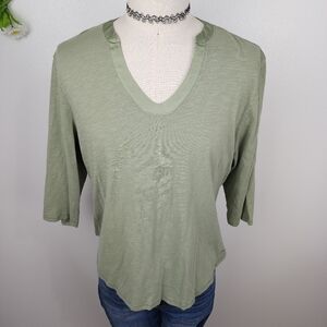 Tommy Hilfiger Women's Olive Green V-Neck Top XXL